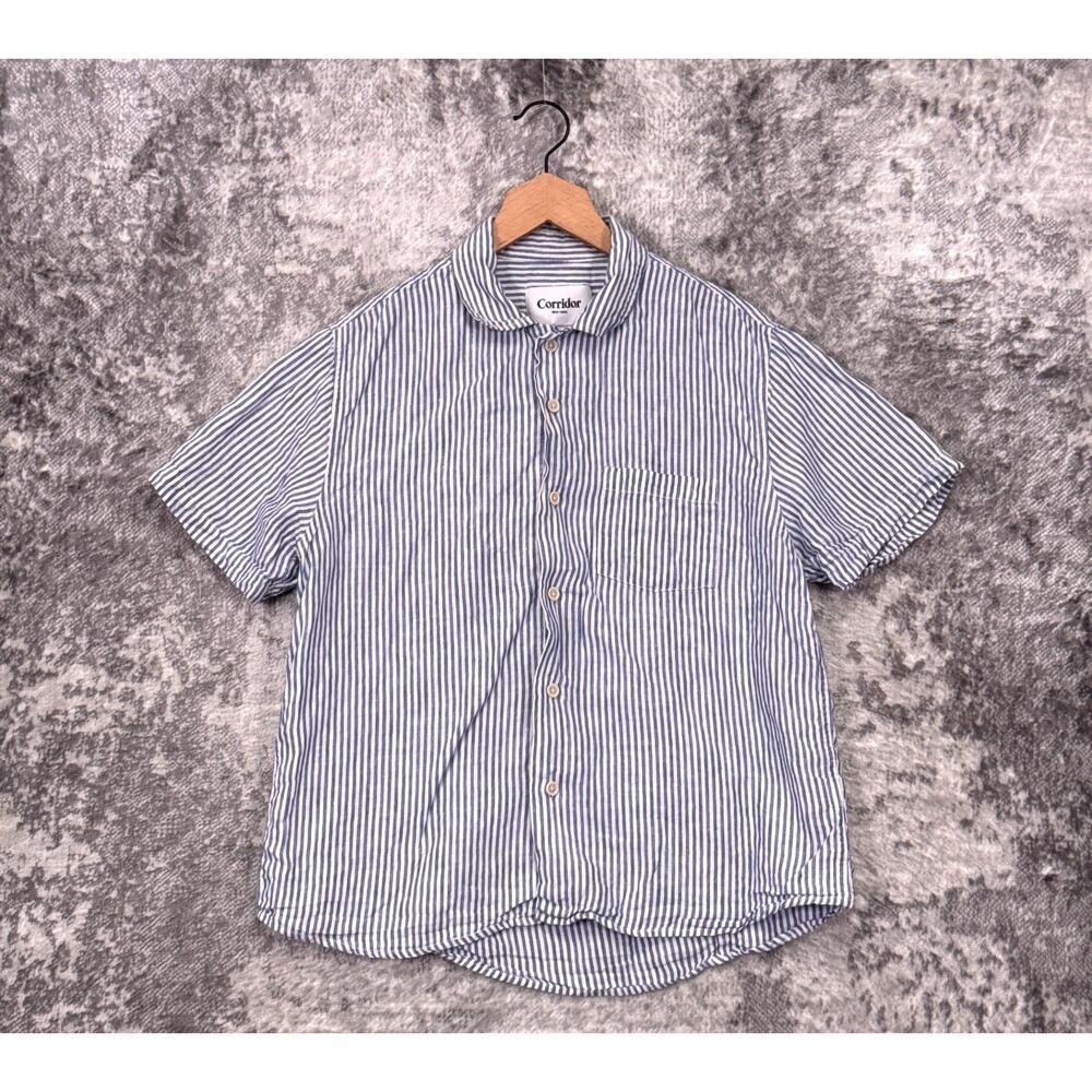 Cortefiel Blue Striped Men's Casual Button Down Shirt